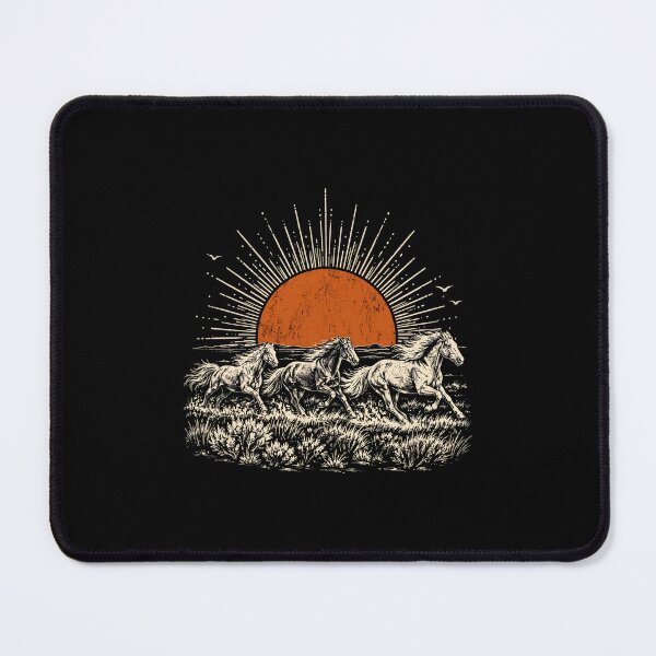 Item preview, Wild Horses Desert Sunset Vintage Woodcut Western Equestrian designed and sold by gunaone-design.