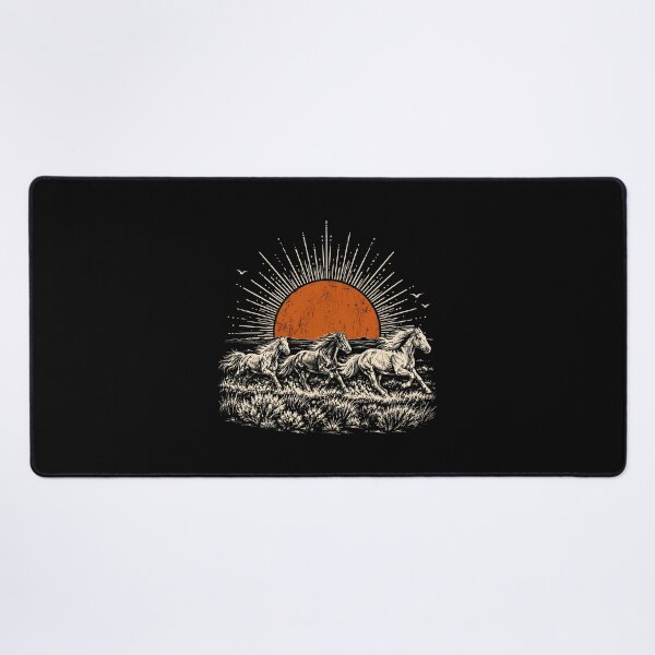 Item preview, Wild Horses Desert Sunset Vintage Woodcut Western Equestrian designed and sold by gunaone-design.
