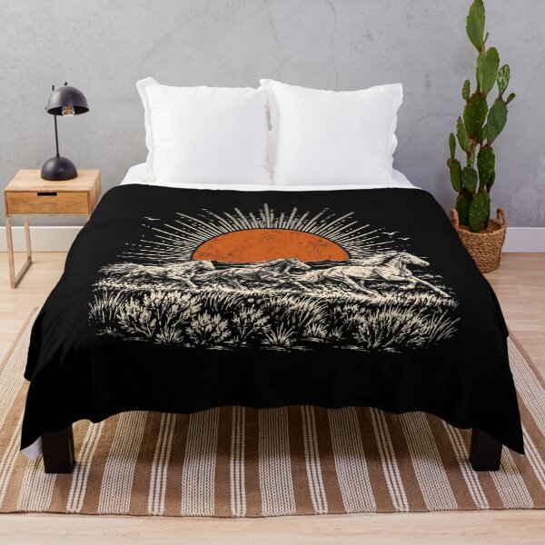 Item preview, Wild Horses Desert Sunset Vintage Woodcut Western Equestrian designed and sold by gunaone-design.