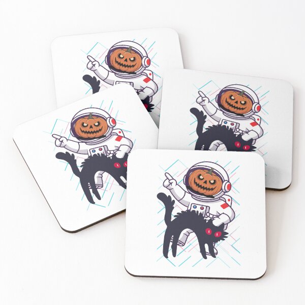 Item preview,  Halloween Pumpkin Astronaut Riding a Black Cat – Spooky Space Art designed and sold by Palette _Vibes.