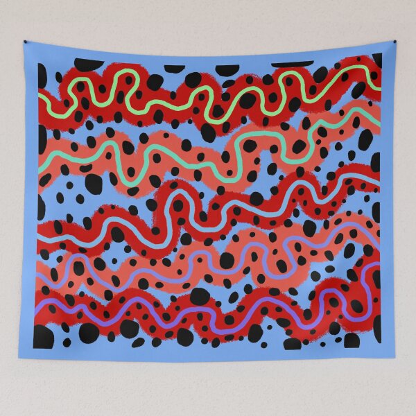 Item preview, Vibrant Abstract Wavy Lines Retro Psychedelic Pattern designed and sold by SaraPixels.