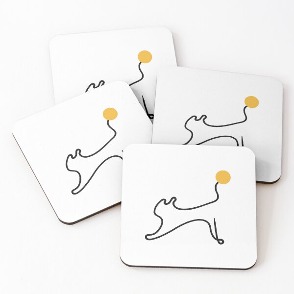 Item preview, Stretching Cat One Line Art with Yellow Sun designed and sold by MirrorsFineArt.