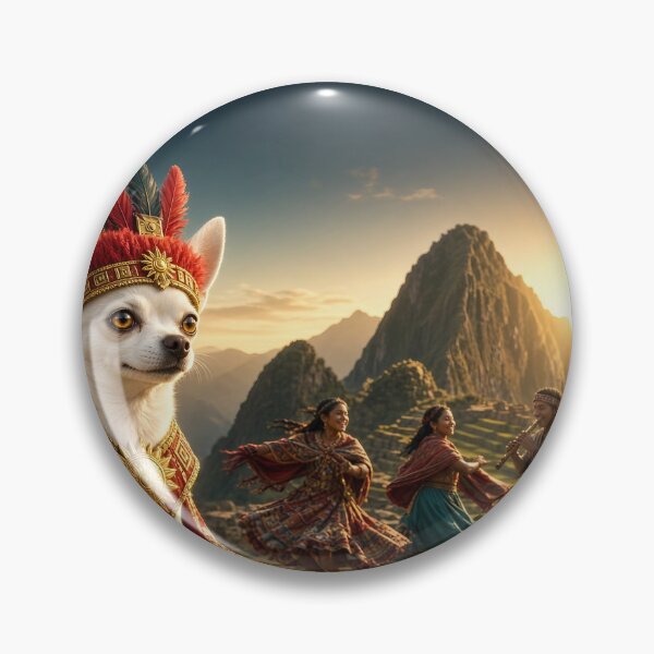 Item preview, Joshi, King of the Sun Festival - The White Chihuahua Inca King at Inti Raymi, Machu Picchu Sunrise designed and sold by KGOart.
