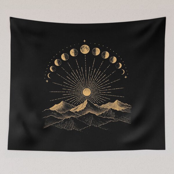 Item preview, Vintage Celestial Moon Phase Boho Sunburst Mystical Nature Lover Gift Mountain Astronomy Hiking designed and sold by gunaone-design.