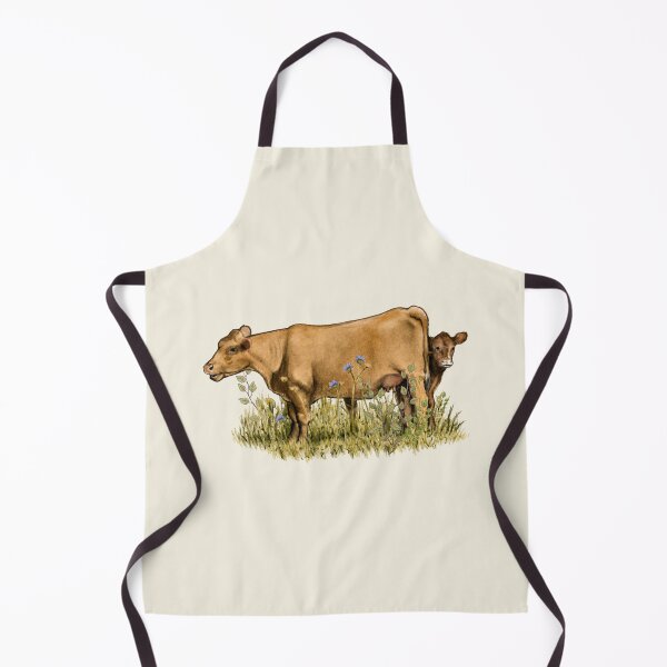 Item preview, Cow with Calf Hiding Behind Mama, Farm Animal Illustration designed and sold by JoyfulWhimsy.