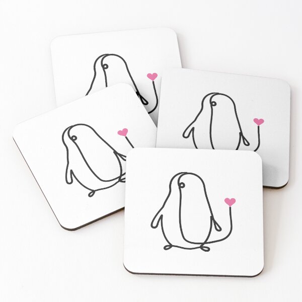 Item preview, Cute Penguin One Line Art with Pink Heart designed and sold by MirrorsFineArt.