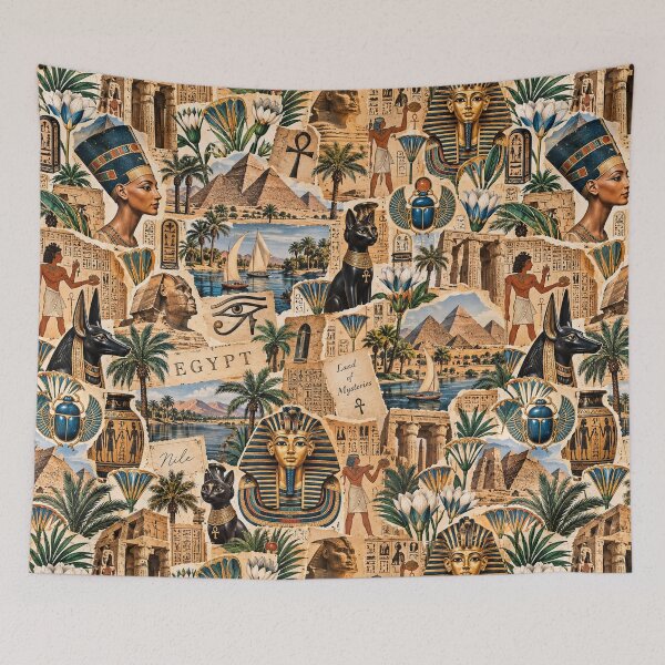 Item preview, Egyptian Symbols Nefertiti Scarab and Nile Collage designed and sold by MetaModel Editions.