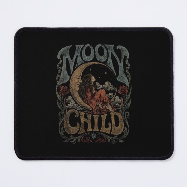 Item preview, Moon Child Celestial Boho Sunbrust Vintage Psychedelic Moon 70s Retro Hippie Mystical designed and sold by gunaone-design.