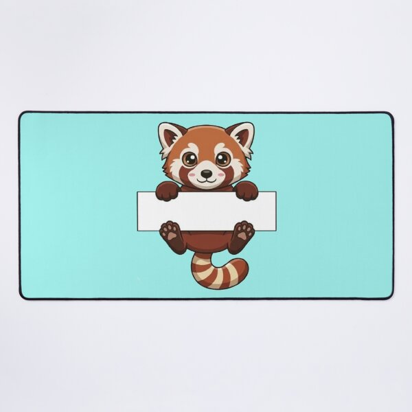 Item preview, Cute Cartoon Red Panda Holding Blank Banner Kawaii Animal Art designed and sold by PetalsPaws.