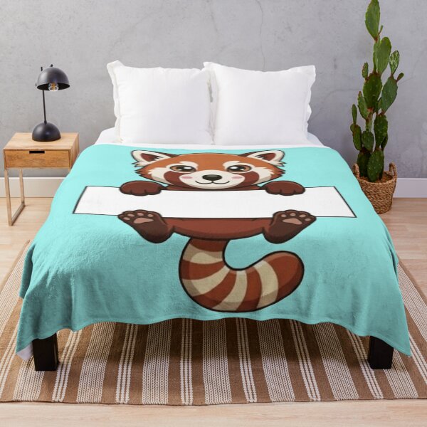 Item preview, Cute Cartoon Red Panda Holding Blank Banner Kawaii Animal Art designed and sold by PetalsPaws.