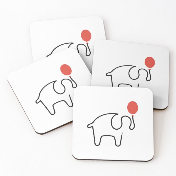 Item preview, Elephant One Line Art with Red Balloon designed and sold by MirrorsFineArt.
