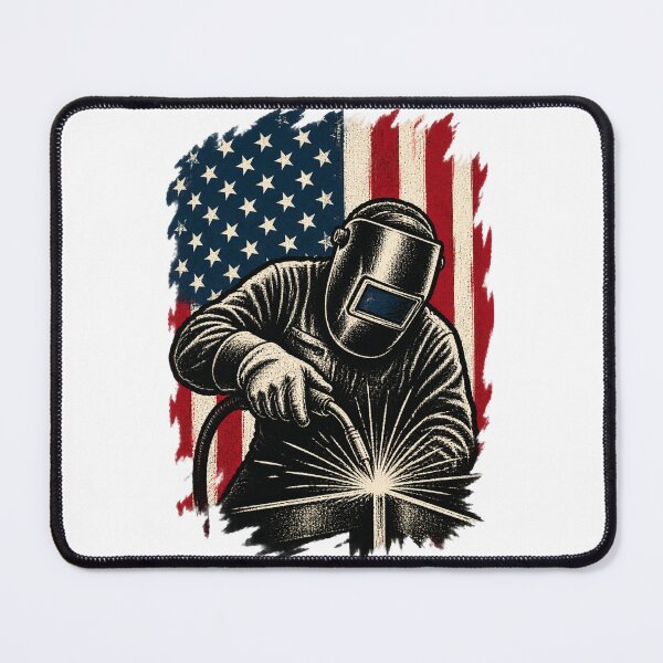 Item preview, American Flag Welder Design Celebrating Skilled Metalworkers and Patriotic Craftsmanship LIMITED EDITION designed and sold by Velikakara.