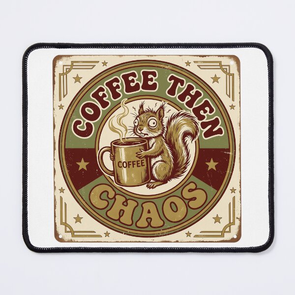Item preview, Coffee Then Chaos Retro Squirrel Badge Funny Coffee Lover designed and sold by Witt Art.
