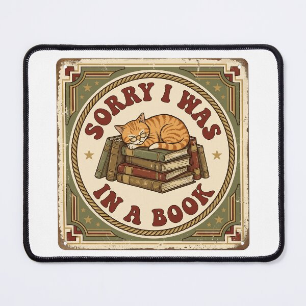 Item preview, Sorry I Was In A Book Retro Cat Bookworm Badge Funny designed and sold by Witt Art.