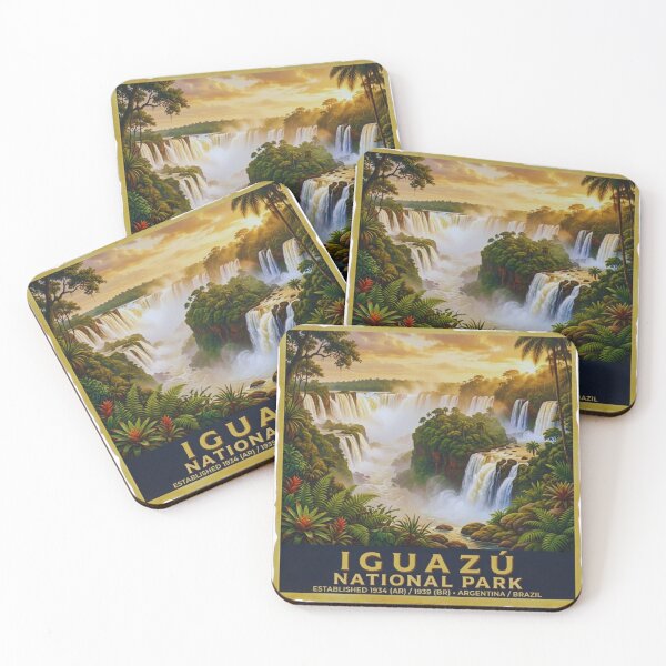 Item preview, Vintage Iguazú National Park Travel Poster Argentine and Brazilian Waterfalls designed and sold by GabeMountainArt.