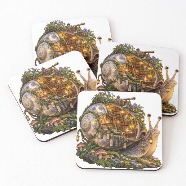 Item preview, Moonlit Snail Library Traveling Fantasy Bookshop designed and sold by Drip stamp.