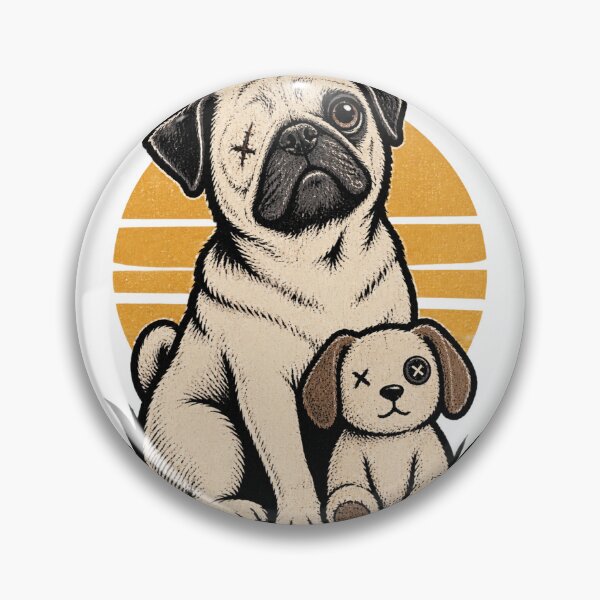 Item preview, One Eyed Pug Dog with Best Friend Cute Illustration Design LIMITED EDITION designed and sold by Tom-N.
