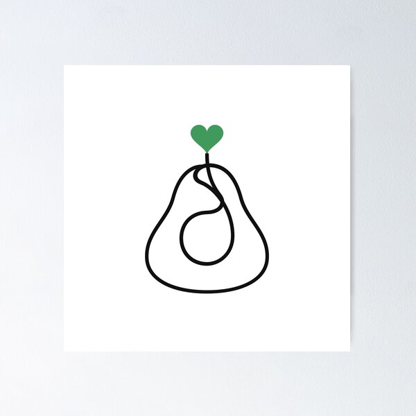 Item preview, Minimalist Avocado One Line Art with Green Heart designed and sold by MirrorsFineArt.