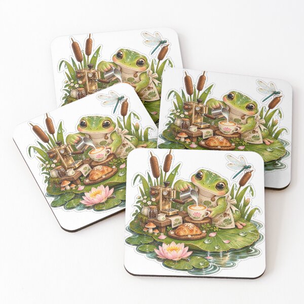 Item preview, Lily Pad Frog Barista Coffee Shop designed and sold by Drip stamp.