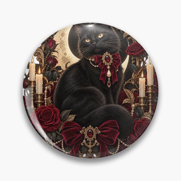 Item preview, Gothic Black Cat Victorian Roses Moon Cameo designed and sold by Drip stamp.