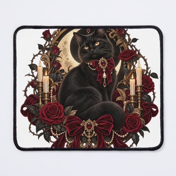 Item preview, Gothic Black Cat Victorian Roses Moon Cameo designed and sold by Drip stamp.