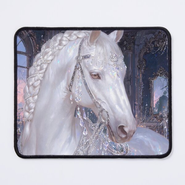 Item preview, White Horse Crystal Palace Fairy Tale Fantasy Art designed and sold by KAMOCHI Art.