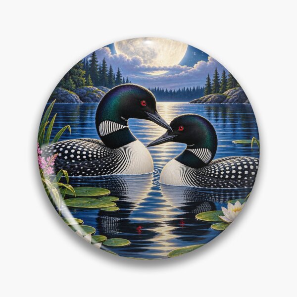 Item preview, Moonlit Common Loons Lakeside Wildlife Romance designed and sold by Drip stamp.