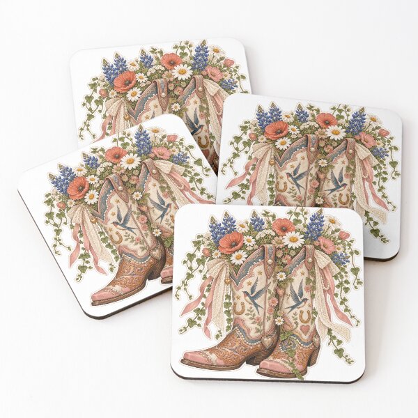 Item preview, Romantic Cowgirl Boots Wildflower Western Bouquet designed and sold by Drip stamp.