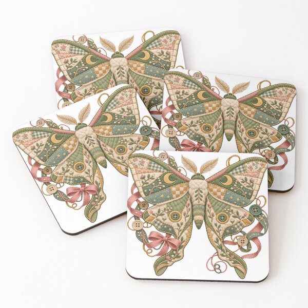 Item preview, Quilted Luna Moth Embroidered Patchwork Art designed and sold by Drip stamp.