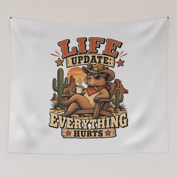 Item preview, Life Update: Everything Hurts – Funny Cowboy Capybara designed and sold by CozyCritterWork.