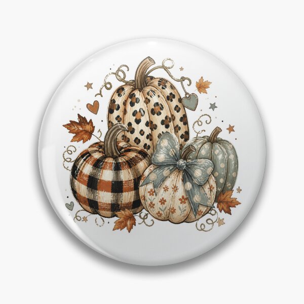 Item preview, Preppy Fall Pumpkins with Plaid Florals and Blue Green Bow designed and sold by Cute-and-Co.