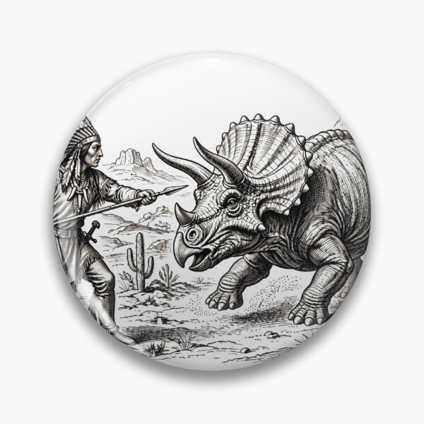 Item preview, Warrior vs Triceratops Vintage Engraving Design designed and sold by luisluisluis.