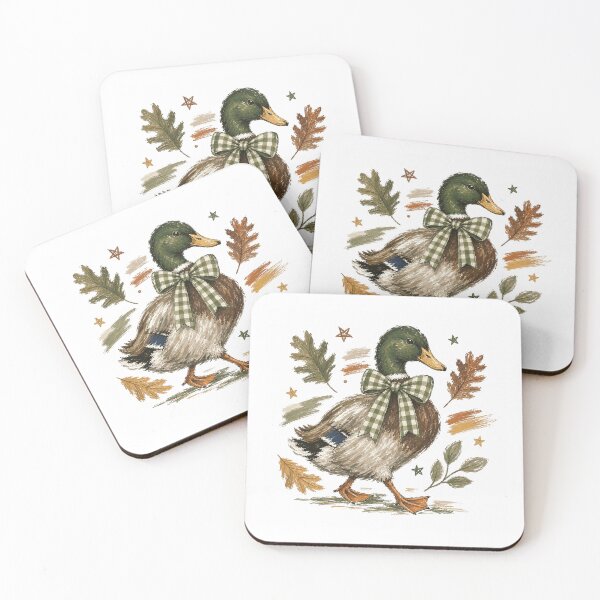 Item preview, Autumn Mallard Duck with Green Gingham Bow designed and sold by Cute-and-Co.
