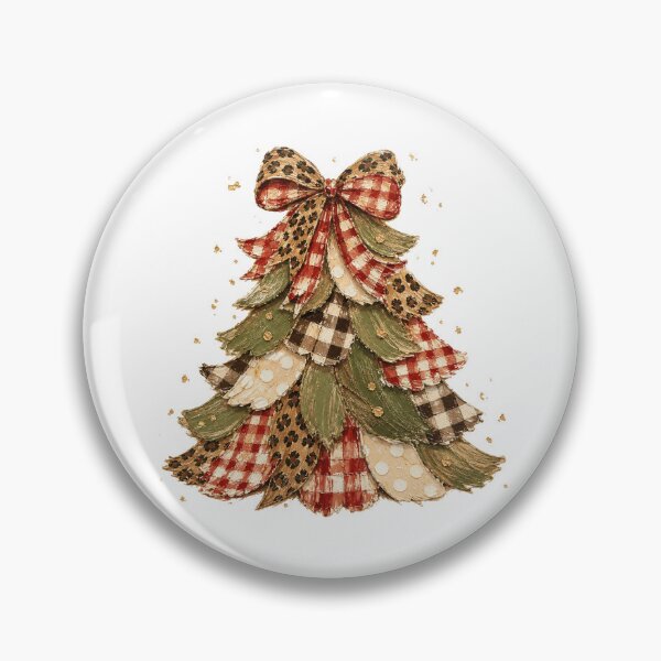 Item preview, Patchwork Christmas Tree with Leopard and Red Gingham Bow designed and sold by Cute-and-Co.