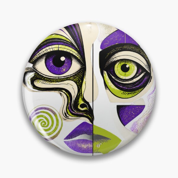 Item preview, Surreal Abstract Face in Purple and Lime designed and sold by BAAKSHOP.