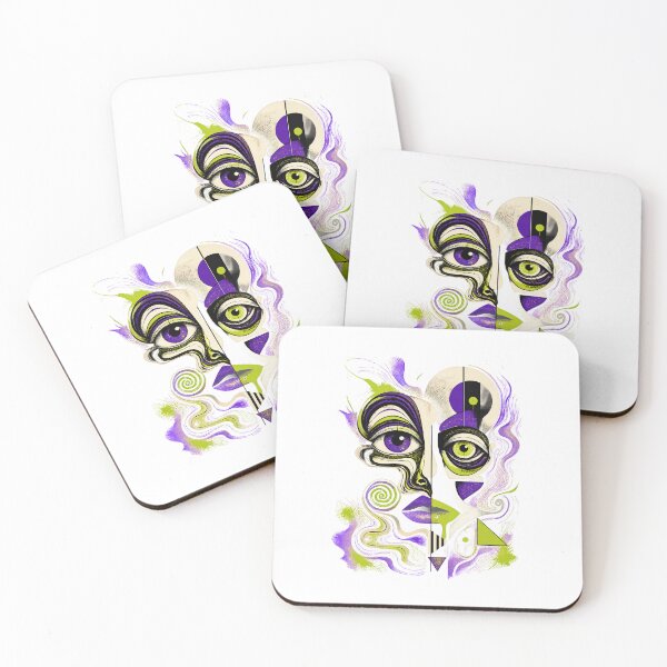 Item preview, Surreal Abstract Face in Purple and Lime designed and sold by BAAKSHOP.