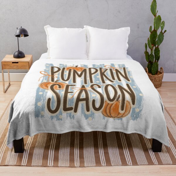 Item preview, Pumpkin Season Lettering with Blue Stripes and Orange Pumpkins designed and sold by Cute-and-Co.