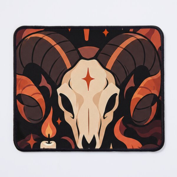 Item preview, Spooky Aries Zodiac – Gothic Ram Skull,Fiery Clouds & Halloween Art designed and sold by P.L.U.T.O.