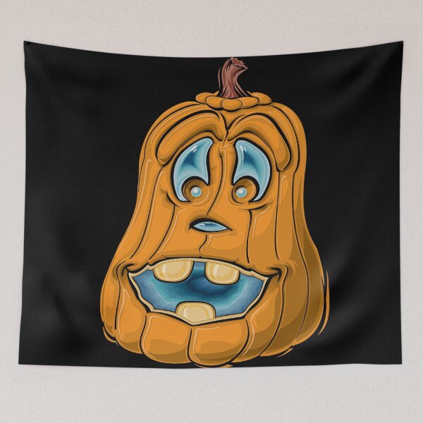 Item preview, Funny Orange Pumpkin Face with Big Blue Eyes and Silly Teeth designed and sold by TopDesignHut.