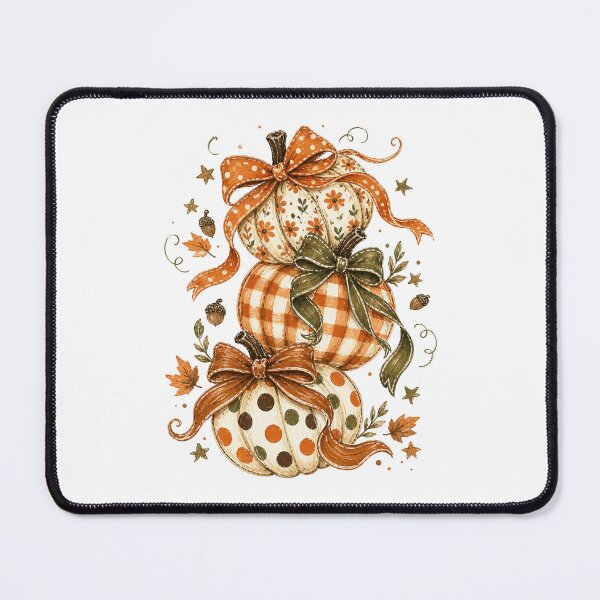 Item preview, Stacked Fall Pumpkins with Floral Gingham and Polka Dot Bows designed and sold by Cute-and-Co.