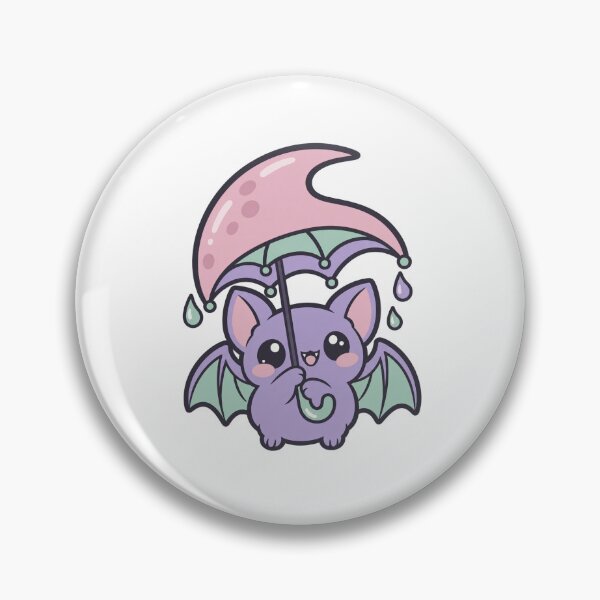 Item preview, Cute Kawaii Bat with Crescent Moon Umbrella, Pastel Goth Halloween Gift, Spooky Cute Bat Art designed and sold by Greemo03.