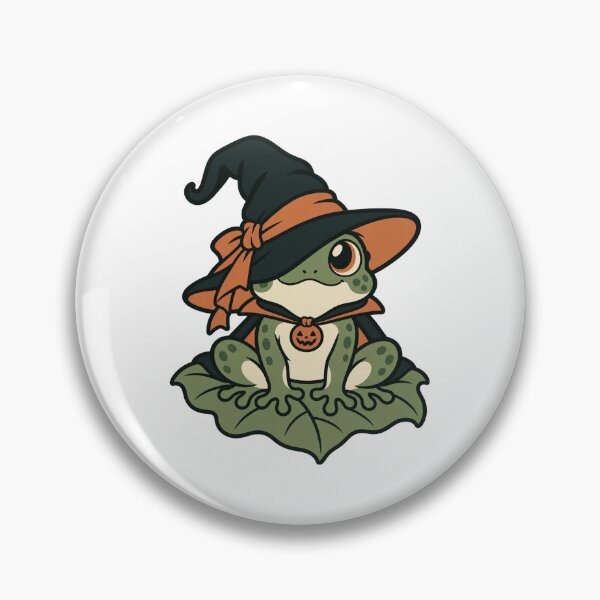 Item preview, Cute Witch Frog with Halloween Hat, Kawaii Frog Lover Gift, Spooky Cottagecore Art designed and sold by Greemo03.