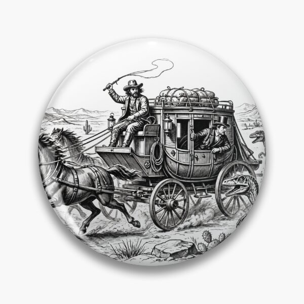Item preview, Stagecoach Chased by Raptors Vintage Engraving Design designed and sold by luisluisluis.