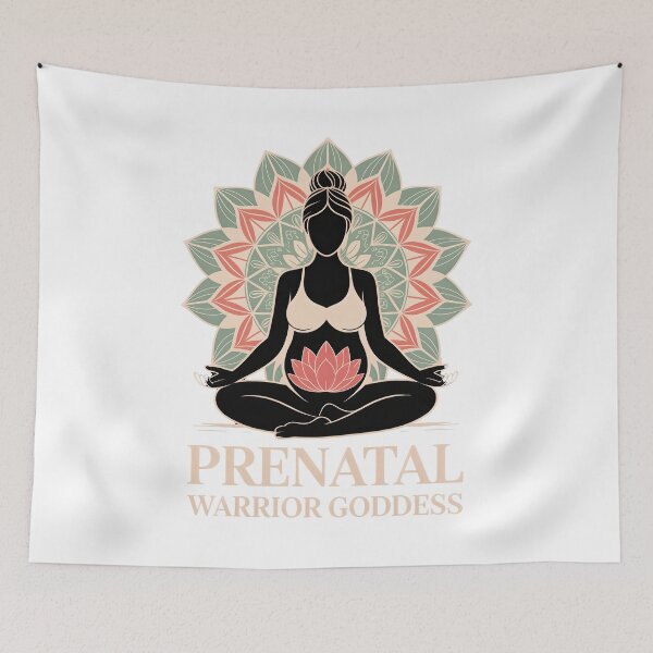 Aperçu de l'œuvre Prenatal Warrior Goddess Black Cream Mandala créée et vendue par 108stillness.