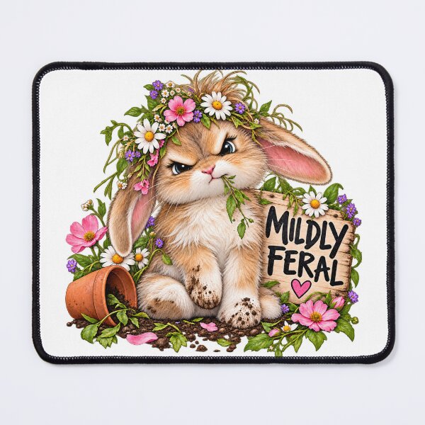 Item preview, Mildly Feral Funny Bunny Garden Humor designed and sold by J-CCreations.