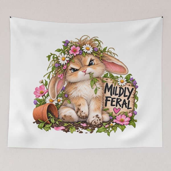 Item preview, Mildly Feral Funny Bunny Garden Humor designed and sold by J-CCreations.