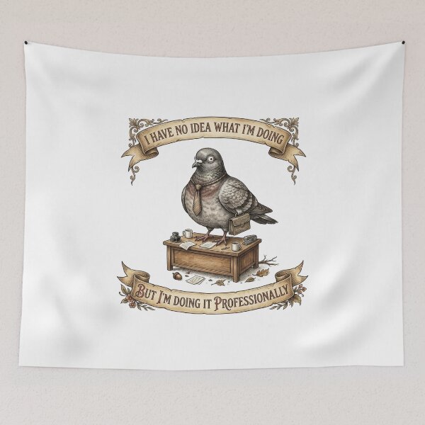 Item preview, Funny Office Pigeon I Have No Idea What I'm Doing Corporate Humor designed and sold by CoolCrazyChaos.