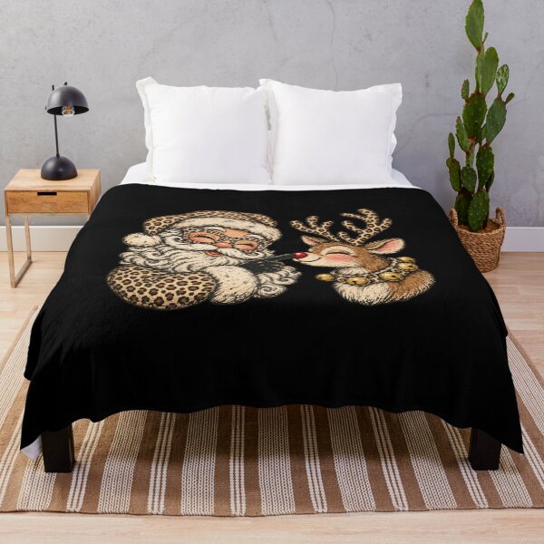 Item preview, Leopard Print Santa Booping a Festive Reindeer designed and sold by BancaJone.