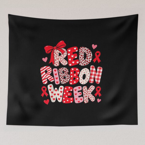 Item preview, Red Awareness Ribbons with Patterned Bubble Letters designed and sold by BancaJone.