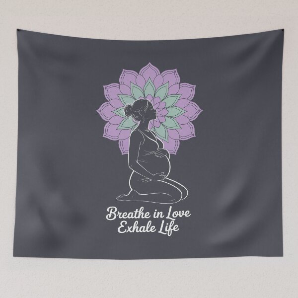 Item preview, Breathe In Love Exhale Life Purple Green Mandala designed and sold by 108stillness.